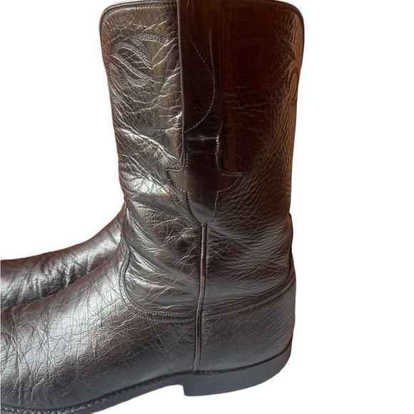 LUCCHESE HANDMADE SMOOTH OSTRICH ROPER COWBOY BOOTS SZ 11 B main image 7